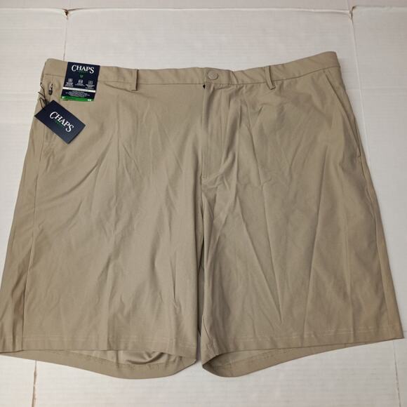 Chaps Golf Shorts Men's 46 Hampton Khaki Slim Fit 9" Inseam Stretch Breathable - Picture 1 of 4